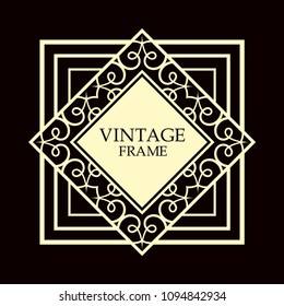Vector geometric frame in Art Deco style. Rectangle vector abstract element for design.