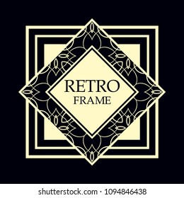 Vector geometric frame in Art Deco style. Rectangle vector abstract element for design.