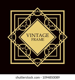 Vector geometric frame in Art Deco style. Rectangle vector abstract element for design.