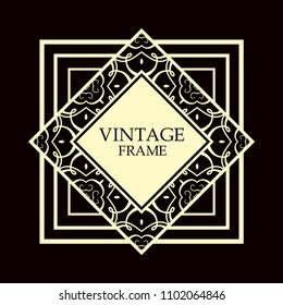 Vector geometric frame in Art Deco style. Rectangle vector abstract element for design.