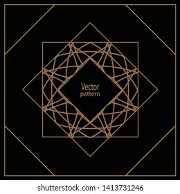 Vector geometric frame in Art Deco style. Square vector abstract element for design.