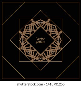 Vector geometric frame in Art Deco style. Square vector abstract element for design.