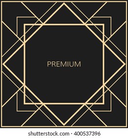 Vector geometric frame in Art Deco style. Square vector abstract element for design.