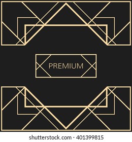 Vector geometric frame in Art Deco style. Square vector abstract element for design.