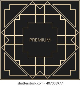 Vector geometric frame in Art Deco style. Square vector abstract element for design.