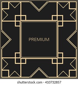 Vector geometric frame in Art Deco luxury style. Square vector abstract element for design.