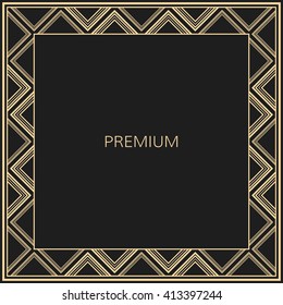 Vector geometric frame in Art Deco style. Square vector abstract element for design.