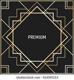 Vector geometric frame in Art Deco style. Square vector abstract element for design.