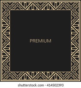 Vector geometric frame in Art Deco style. Square vector abstract element for design.