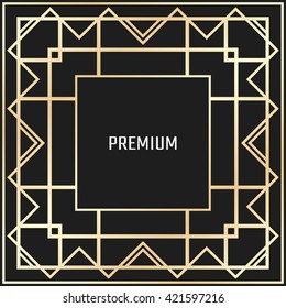 Vector geometric frame in Art Deco style. Square vector abstract element for design.