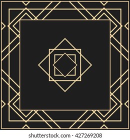 Vector geometric frame in Art Deco style. Square vector abstract element for design.