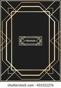 Vector geometric frame in Art Deco style. Rectangle vector abstract element for design.