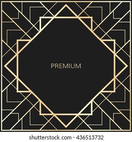 Vector geometric frame in Art Deco style. Square abstract element for design.