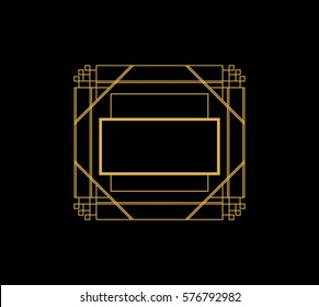 Vector geometric frame in Art deco frame for decorative design, invitation, label, banner. Vector illustration