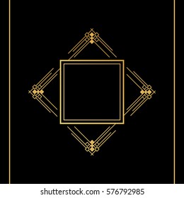 Vector geometric frame in Art deco frame for decorative design, invitation, label, banner. Vector illustration