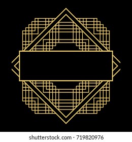 Vector geometric frame in Art deco frame for decorative design, invitation, label, banner. Vector illustration