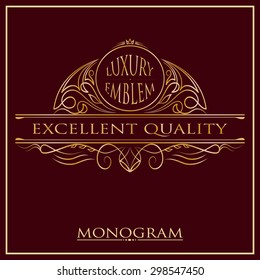 Vector geometric frame with copy space for text.  Golden elements art deco on a dark background.