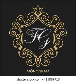 Vector geometric frame with copy space for text.  Golden elements art deco on a dark background.
