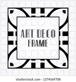 Vector geometric frame in modern art deco style. Rectangle vector abstract element for design of badge, logo, label, invitation and packaging of luxury products. Vintage luxury background