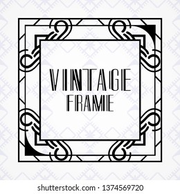 Vector geometric frame in modern art deco style. Rectangle vector abstract element for design of badge, logo, label, invitation and packaging of luxury products. Vintage luxury background