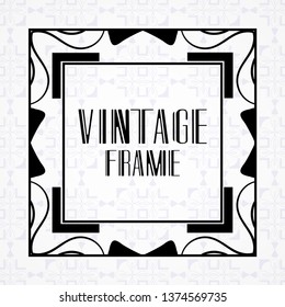 Vector geometric frame in modern art deco style. Rectangle vector abstract element for design of badge, logo, label, invitation and packaging of luxury products. Vintage luxury background