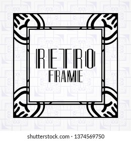 Vector geometric frame in modern art deco style. Rectangle vector abstract element for design of badge, logo, label, invitation and packaging of luxury products. Vintage luxury background