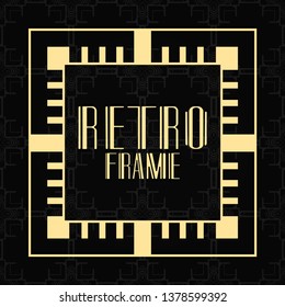Vector geometric frame in modern art deco style. Rectangle vector abstract element for design of badge, logo, label, invitation and packaging of luxury products. Vintage luxury background