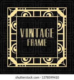 Vector geometric frame in modern art deco style. Rectangle vector abstract element for design of badge, logo, label, invitation and packaging of luxury products. Vintage luxury background