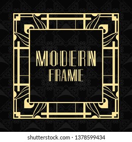 Vector geometric frame in modern art deco style. Rectangle vector abstract element for design of badge, logo, label, invitation and packaging of luxury products. Vintage luxury background