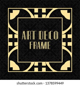 Vector geometric frame in modern art deco style. Rectangle vector abstract element for design of badge, logo, label, invitation and packaging of luxury products. Vintage luxury background