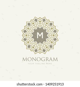 Vector geometric frame in mono line style. Monogram design element. Vector illustration
