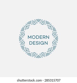Vector geometric frame in mono line style. Monogram design element. Vector illustration EPS 10