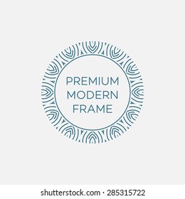 Vector geometric frame in mono line style. Monogram design element. Vector illustration EPS 10