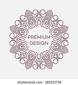 Vector geometric frame in mono line style. Monogram design element. Vector illustration EPS 10