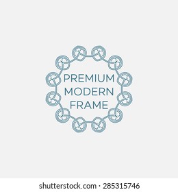 Vector geometric frame in mono line style. Monogram design element. Vector illustration EPS 10