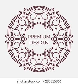 Vector geometric frame in mono line style. Monogram design element. Vector illustration EPS 10