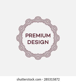 Vector geometric frame in mono line style. Monogram design element. Vector illustration EPS 10