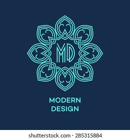 Vector geometric frame in mono line style. Monogram design element. Vector illustration EPS 10