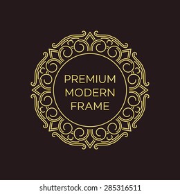 Vector geometric frame in mono line style. Monogram design element. Vector illustration EPS 10