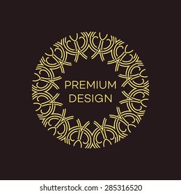 Vector geometric frame in mono line style. Monogram design element. Vector illustration EPS 10
