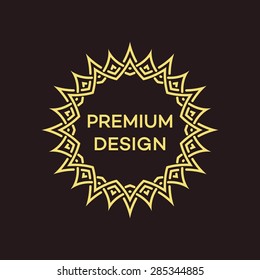 Vector geometric frame in mono line style. Monogram design element. Vector illustration EPS 10