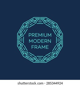 Vector geometric frame in mono line style. Monogram design element. Vector illustration EPS 10