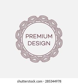 Vector geometric frame in mono line style. Monogram design element. Vector illustration EPS 10