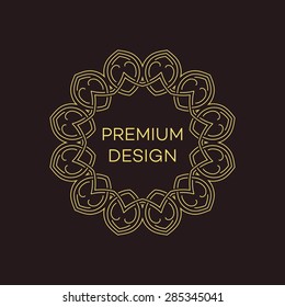Vector geometric frame in mono line style. Monogram design element. Vector illustration EPS 10