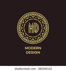 Vector geometric frame in mono line style. Monogram design element. Vector illustration EPS 10