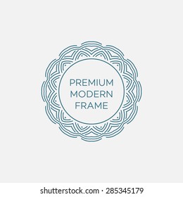 Vector geometric frame in mono line style. Monogram design element. Vector illustration EPS 10