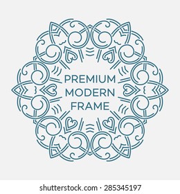 Vector geometric frame in mono line style. Monogram design element. Vector illustration EPS 10