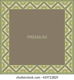 Vector geometric frame oriental style. Square vector border for design.