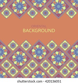 Vector geometric frame oriental style. Seamless vector borders for design. Background with ceramic tiles.