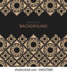Vector geometric frame oriental style. Seamless vector borders for design.